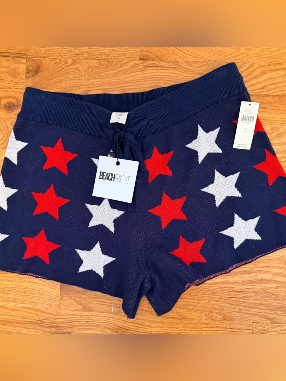 Beach Riot Womens Navy Star Knit Shorts - NWT large k